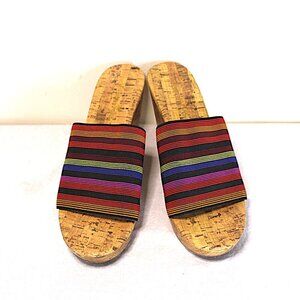 Montego Bay Club Size 8.5 Cork Heel Sandal Stretch Fabric Upper Material